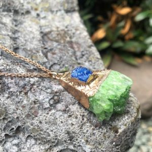 green quartz cluster gemstone pendant