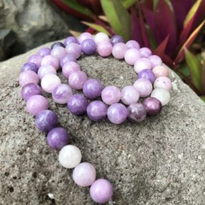 light lepidolite gemstone round beads 8mm natural crystals