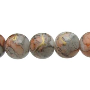 brown and peach marble glass beads 10mm