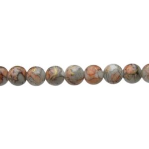 brown and peach marble glass beads 10mm