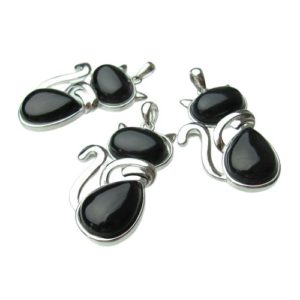 black onyx cat gemstone pendant australia