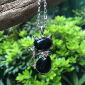 black onyx cat gemstone pendant australia