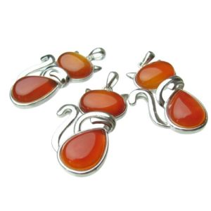 carnelian cat gemstone pendant