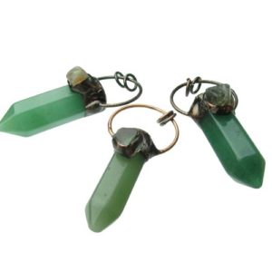 green aventurine point copper gemstone pendant