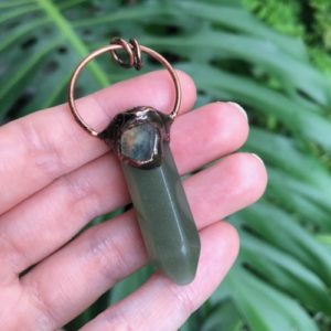 green aventurine point copper gemstone pendant