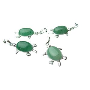 green aventurine natural gemstone pendant turtle