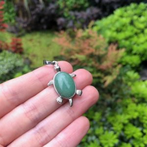 green aventurine natural gemstone pendant turtle