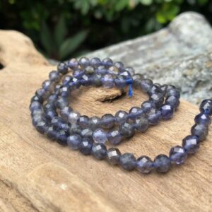 iolite faceted 5mm round gemstone beads