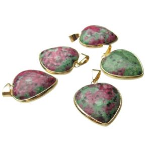 ruby zoisite gemstone heart pendant