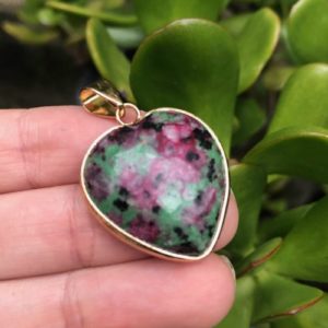 ruby zoisite gemstone heart pendant