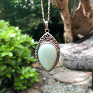 green aventurine teardrop gemstone pendant