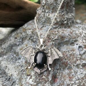 black onyx bat pendant