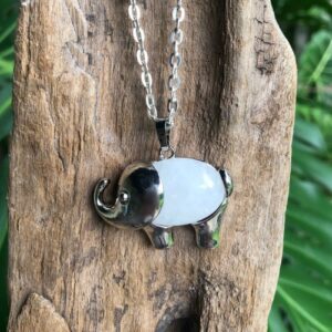 clear quartz elephant gemstone pendant natural