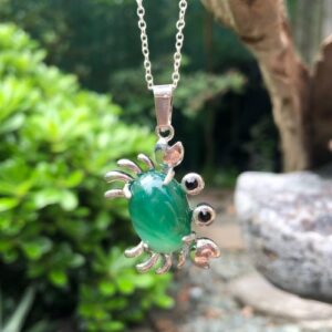 green agate crab gemstone pendant