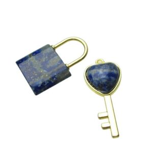lapis lazuli lock and key gemstone pendant