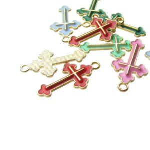 cross enamel charms