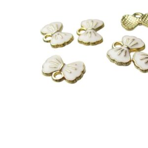 pink small bow charms enamel