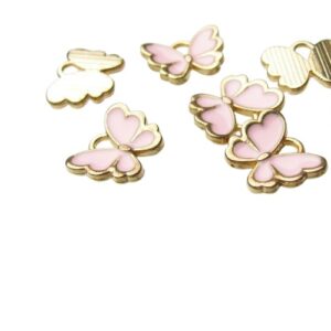 pink butterfly enamel charms