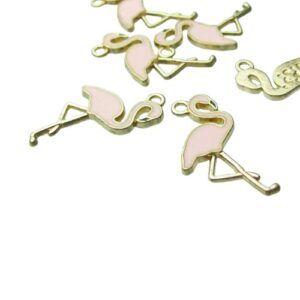pink flamingo enamel charms