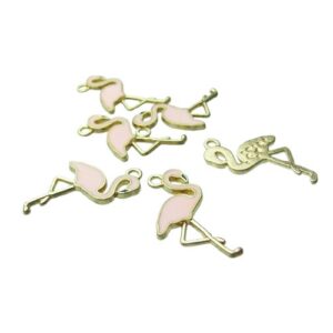 pink flamingo enamel charms