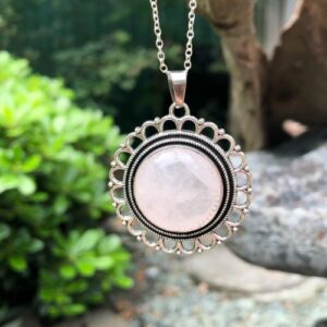 rose quartz filigree gemstone pendant natural australia