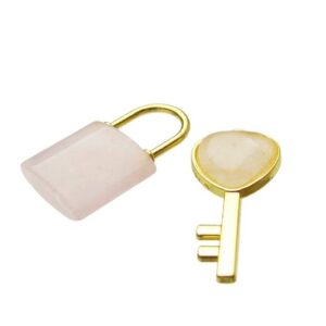 rose quartz lock and key pendant