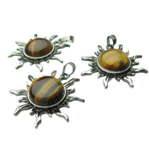tiger eye sun gemstone pendant