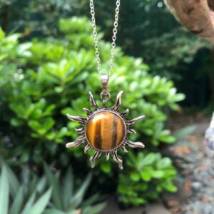 tiger eye sun gemstone pendant