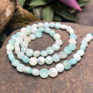amazonite faceted coin gemstone beads natural