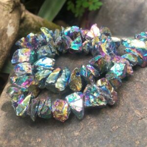 peacock rough quartz gemstone beads