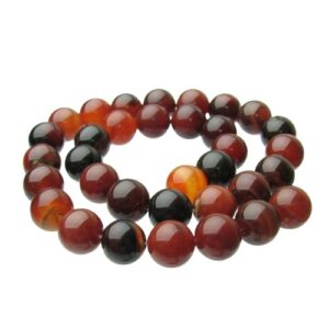 Red and Black Agate Gemstone Round Beads – 12mm [strand]