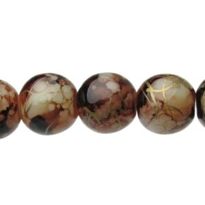 brown gold marble glass round beads 10mm