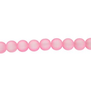 pink frosted glass round beads