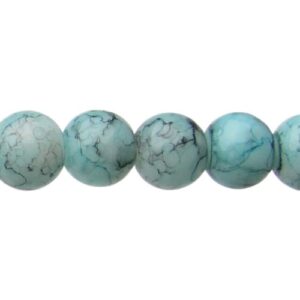 blue and black marble glass beads 6mm
