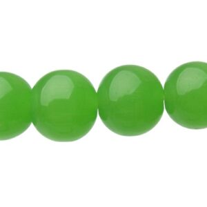 green glass round beads lime 10mm