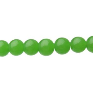 green glass round beads lime 10mm