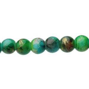 teal gold 4mm marble glass beads