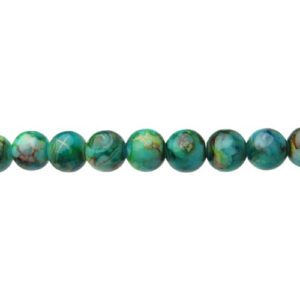 teal with gold marble glass round beads 10mm