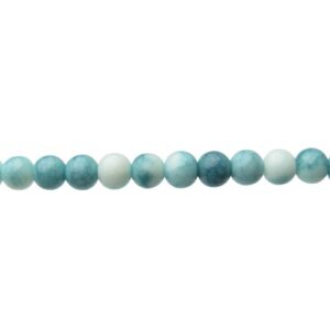 Blue & White Stone-look Glass Round Beads – 8mm [strand]