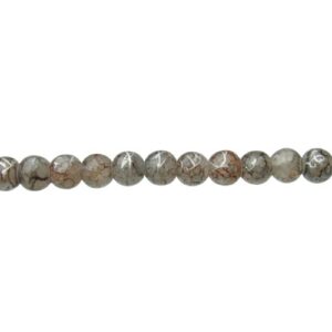Brown Crackle Glass Beads w/ Silver Swirl – 8mm [strand]