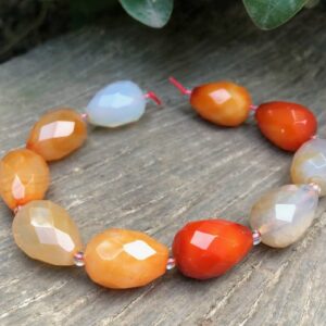 carnelian faceted drop gemstone beads