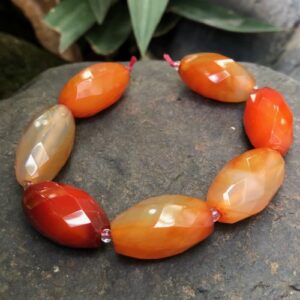 carnelian faceted large rice gemstone beads