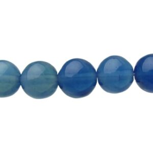Dark Blue Agate-Look Glass Round Beads – 8mm [strand]