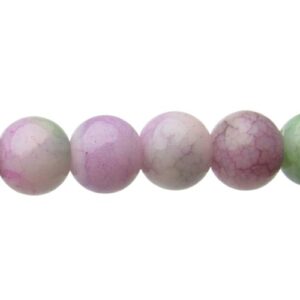 Purple & Green Stone-look Glass Round Beads – 8mm [strand]