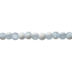 Frosted Light sapphire & White Crackle Glass Beads – 8mm [strand]