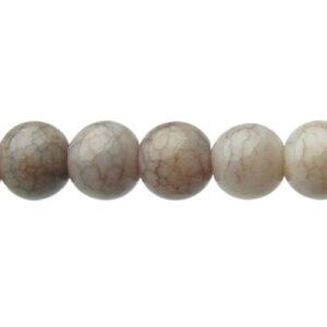 Light Brown Stone-look Glass Round Beads – 8mm [strand]