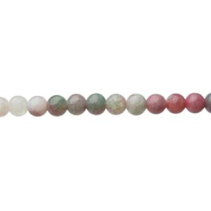 Mauve/Green/White Stone-look Glass Round Beads – 8mm [strand]