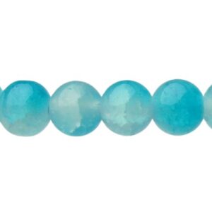 Aqua Blue & White Milky Crackle Glass Beads – 8mm [strand]