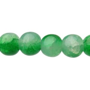 Green & White Milky Crackle Glass Beads – 8mm [strand]