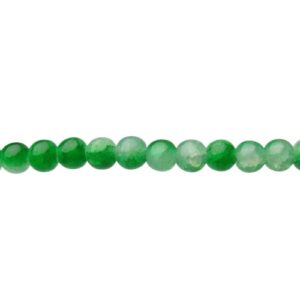Green & White Milky Crackle Glass Beads – 8mm [strand]